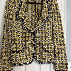 St. John Yellow and Black Patterned Blazer
